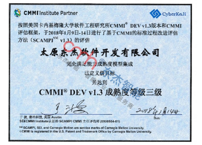 CMMI certificate CMMI certificate